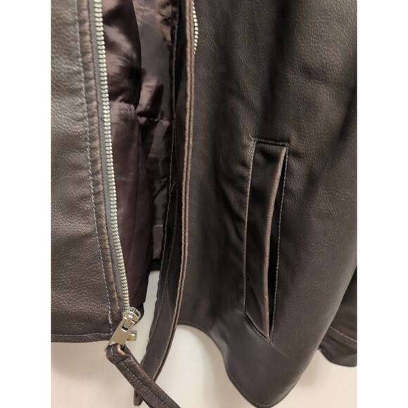 Women's Weathered Aged Faux Leather Oversized Bomber Jacket - Wild Fable XL Nwt - Picture 3 of 10